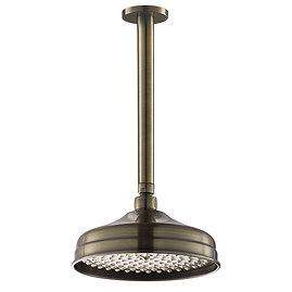 Chatsworth Antique Brass 8" Apron Rose Shower Head with 300mm Ceiling Mounted Arm