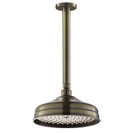Chatsworth Antique Brass 8" Apron Rose Shower Head with 300mm Ceiling Mounted Arm