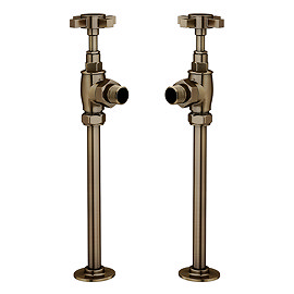 Chatsworth Antique Brass Angled Art Deco Radiator Valves