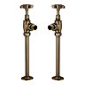 Chatsworth Art Deco Angled Radiator Valves and Pipe Set - Antique Brass
