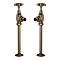 Chatsworth Art Deco Angled Radiator Valves and Pipe Set - Antique Brass