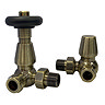 Chatsworth Antique Brass & Black Thermostatic Corner Radiator Valves - Energy Saving