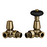 Chatsworth Antique Brass & Black Thermostatic Corner Radiator Valves - Energy Saving
