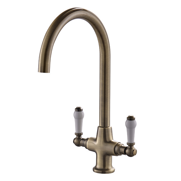 Chatsworth Antique Brass Dual-Lever Traditional Kitchen Tap Large Image