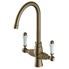 Chatsworth Antique Brass Dual-Lever Traditional Kitchen Tap