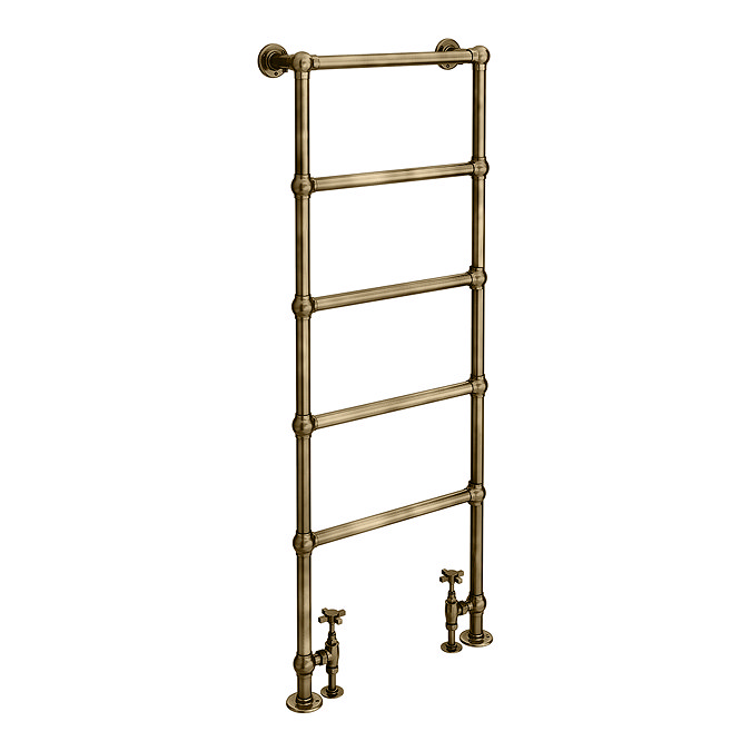 Chatsworth Traditional Floor Mounted Towel Rail 1550 x 600mm Antique Brass