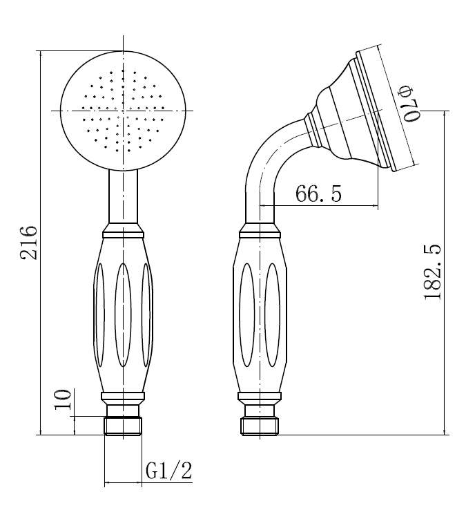 Chatsworth Antique Brass Replacement Handshower