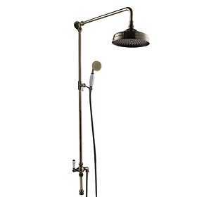 Chatsworth Antique Brass Rigid Riser w. Shower Head, Handshower & Diverter Large Image