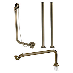Chatsworth Antique Brass Roll Top Bath Waste with Fixed Height Bath Tap Standpipes