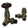 Chatsworth Antique Brass Thermostatic Corner Radiator Valves - Energy Saving