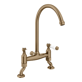 Chatsworth Antique Brass Traditional Bridge Lever Kitchen Tap