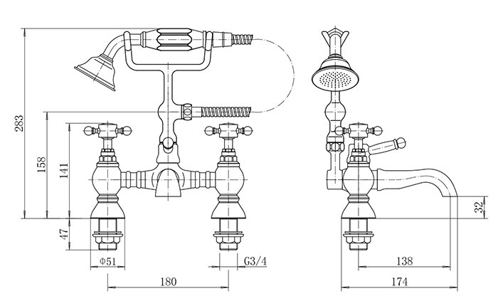 Chatsworth Antique Brass & White Complete Bathroom Suite