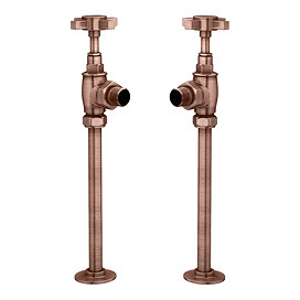Chatsworth Antique Copper Angled Art Deco Radiator Valves