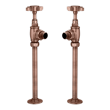 Chatsworth Antique Copper Angled Art Deco Radiator Valves