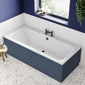 Chatsworth Art Deco 1800 x 800 Double Ended Bath + Blue Panels