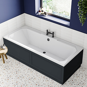 Chatsworth Art Deco 1800 x 800 Double Ended Bath + Graphite Panels