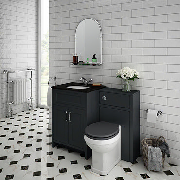 Chatsworth Black Marble Traditional Graphite Vanity Unit + Toilet Package  Profile Large Image