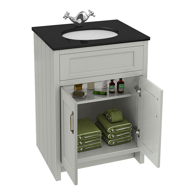 Chatsworth Black Marble Traditional Grey Vanity Unit + Toilet Package  Profile Large Image