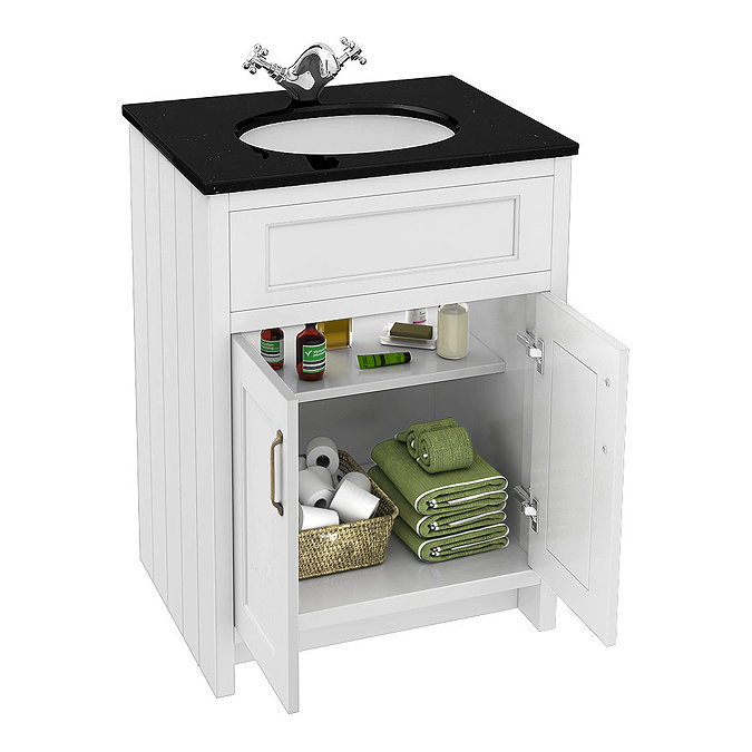 Chatsworth Black Marble Traditional White Vanity Unit + Toilet Package Profile Large Image