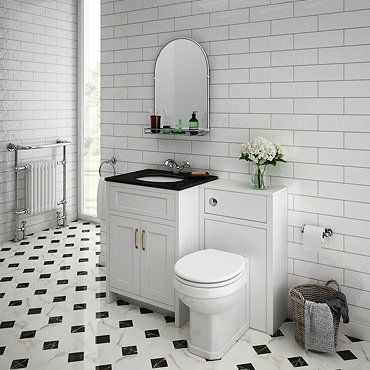 Chatsworth Black Marble Traditional White Vanity Unit + Toilet Package  Profile Large Image