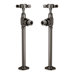Chatsworth Black Nickel Angled Traditional Radiator Valves Large Image