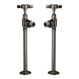 Chatsworth Black Nickel Angled Traditional Radiator Valves Large Image