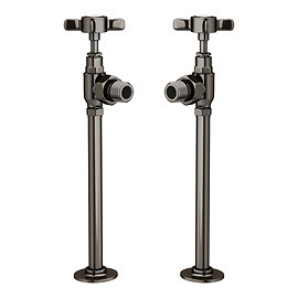 Chatsworth Black Nickel Angled Traditional Radiator Valves Large Image