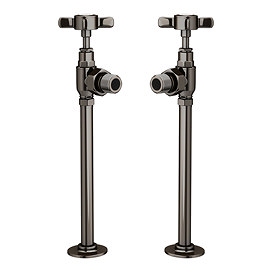 Chatsworth Black Nickel Angled Traditional Radiator Valves Large Image