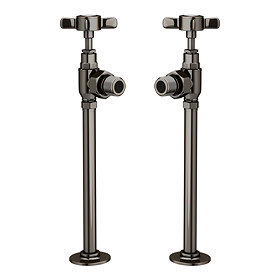 Chatsworth Black Nickel Angled Traditional Radiator Valves Large Image