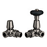 Chatsworth Black Nickel & Black Thermostatic Corner Radiator Valves - Energy Saving
