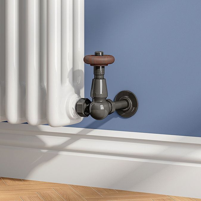 Chatsworth Black Nickel Thermostatic Corner Radiator Valves - Energy Saving