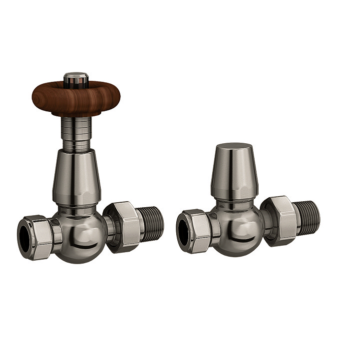 Chatsworth Black Nickel Thermostatic Straight Radiator Valves - Energy Saving