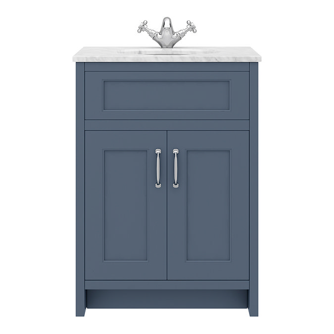 Chatsworth Blue 610mm Vanity with White Marble Basin Top  Profile Large Image