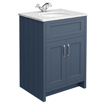 Chatsworth Blue 610mm Vanity with White Marble Basin Top  Profile Large Image