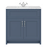 Chatsworth Blue 810mm Vanity with White Marble Basin Top  Profile Large Image