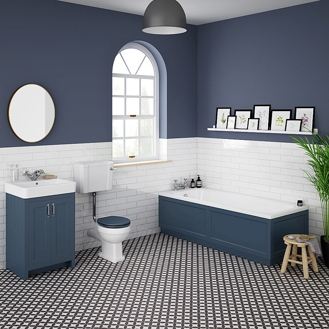 Chatsworth Blue Bathroom Suite inc. 1700 x 700 Bath with Panels Large Image