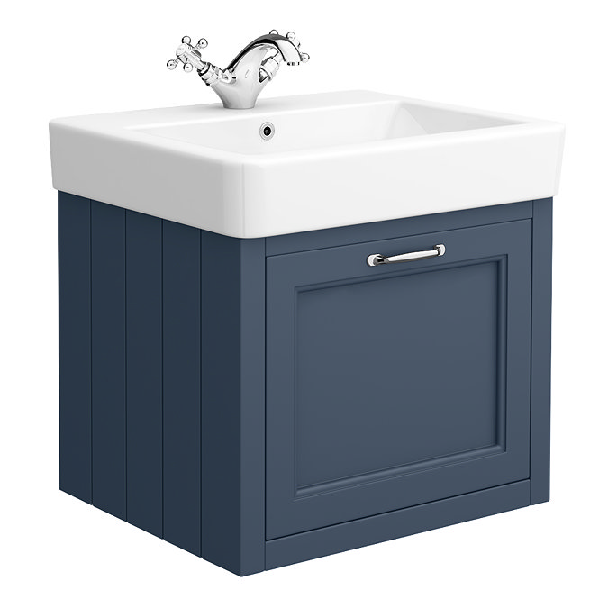 Chatsworth Blue Cloakroom Suite (Wall Hung Vanity Unit + Close Coupled Toilet)  In Bathroom Large Im