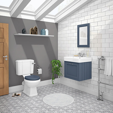 Chatsworth Blue Cloakroom Suite (Wall Hung Vanity Unit + Close Coupled Toilet)  Profile Large Image