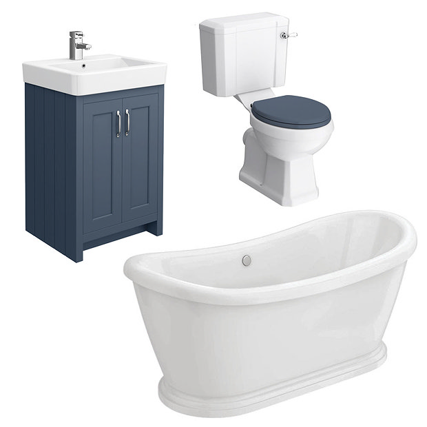 Chatsworth Blue Close Coupled Roll Top Bathroom Suite Victorian
