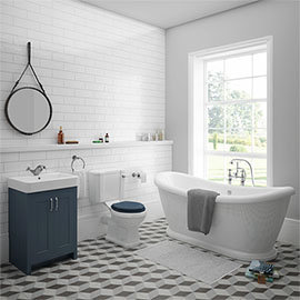 Chatsworth Blue Close Coupled Roll Top Bathroom Suite Medium Image