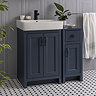 Chatsworth Blue Cupboard Unit 300mm Wide x 435mm Deep with Matt Black Handles