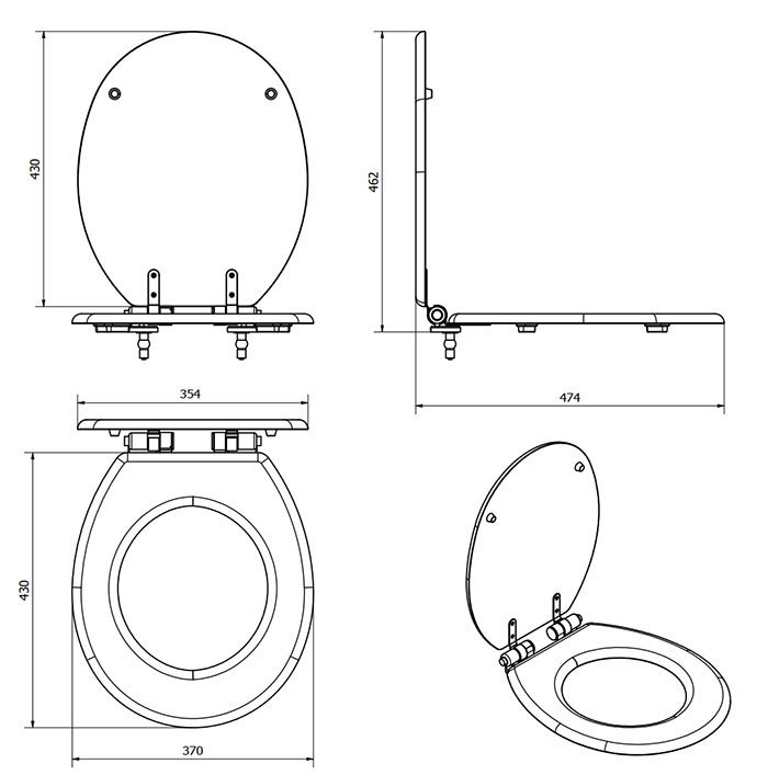 Chatsworth Blue Soft Close Toilet Seat with Antique Brass Hinge Set