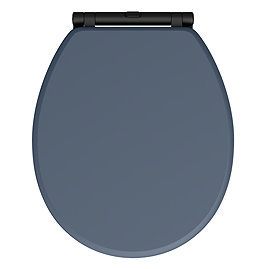 Chatsworth Blue Soft Close Toilet Seat with Matt Black Hinge Set