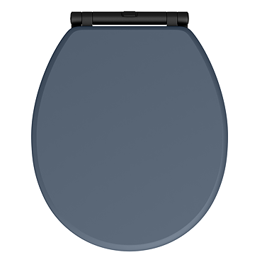 Chatsworth Blue Soft Close Toilet Seat with Matt Black Hinge Set