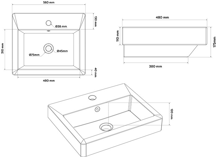 Chatsworth Blue Wall Hung 1 Drawer Vanity - 560mm with Brushed Brass Handle