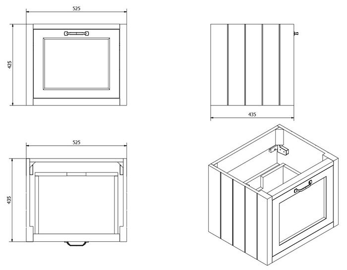 Chatsworth Blue Wall Hung 1 Drawer Vanity - 560mm with Brushed Brass Handle