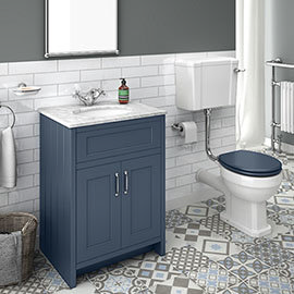 Chatsworth Blue White Marble 4-Piece Low Level Bathroom Suite Medium Image