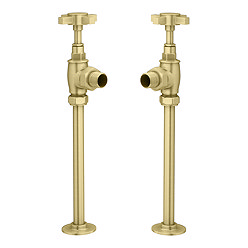 Chatsworth Brushed Brass Angled Art Deco Radiator Valves