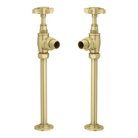 Chatsworth Brushed Brass Angled Art Deco Radiator Valves