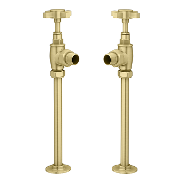 Chatsworth Brushed Brass Angled Art Deco Radiator Valves